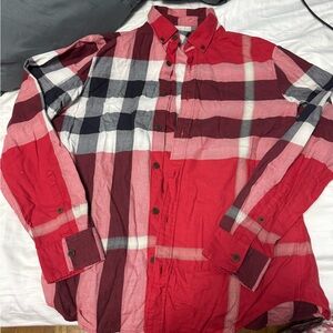 Burberry Brit Red and Black Plaid Shirt